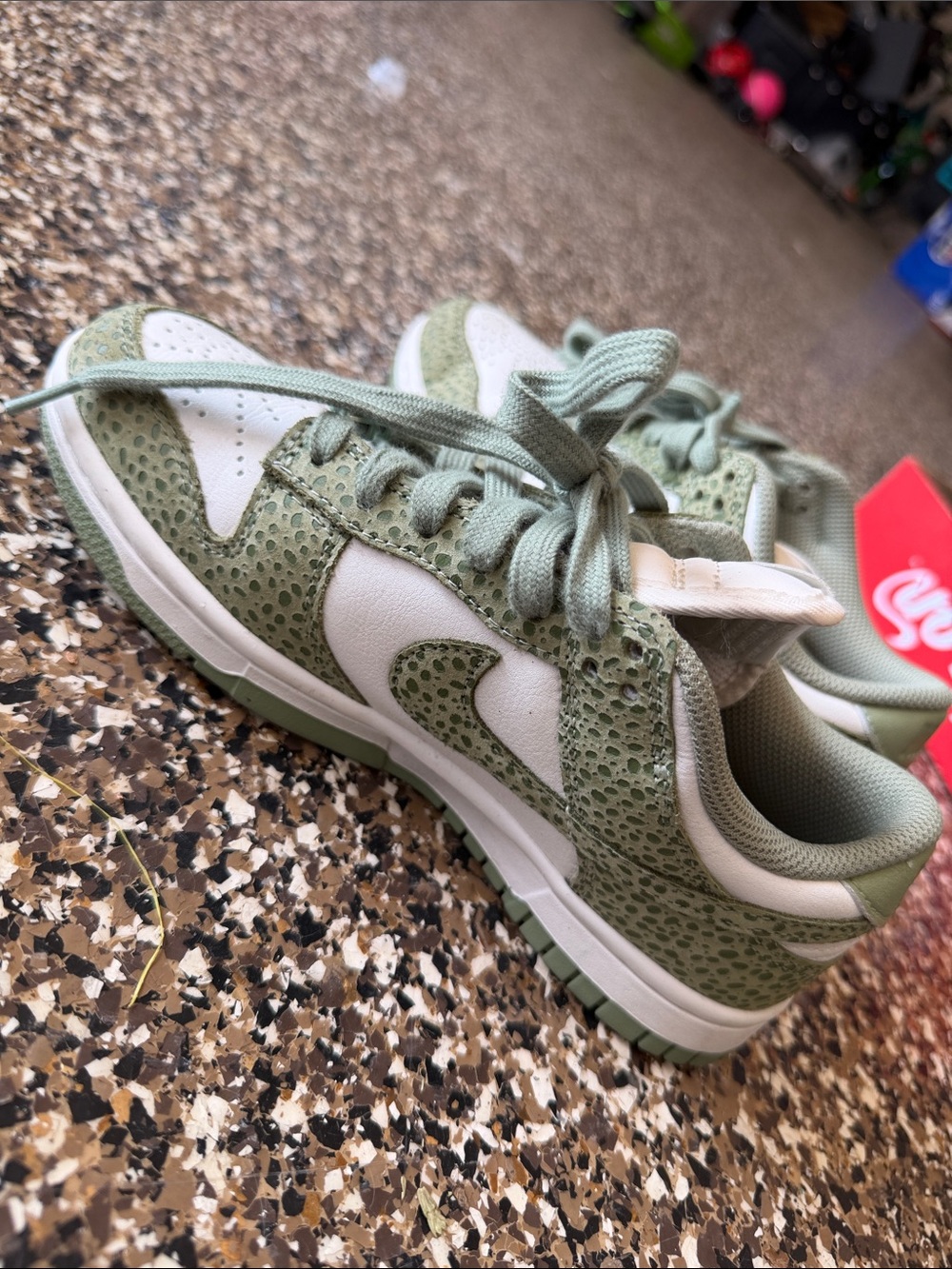 Nike Kids Low-Top Sneakers in Sage Green and White